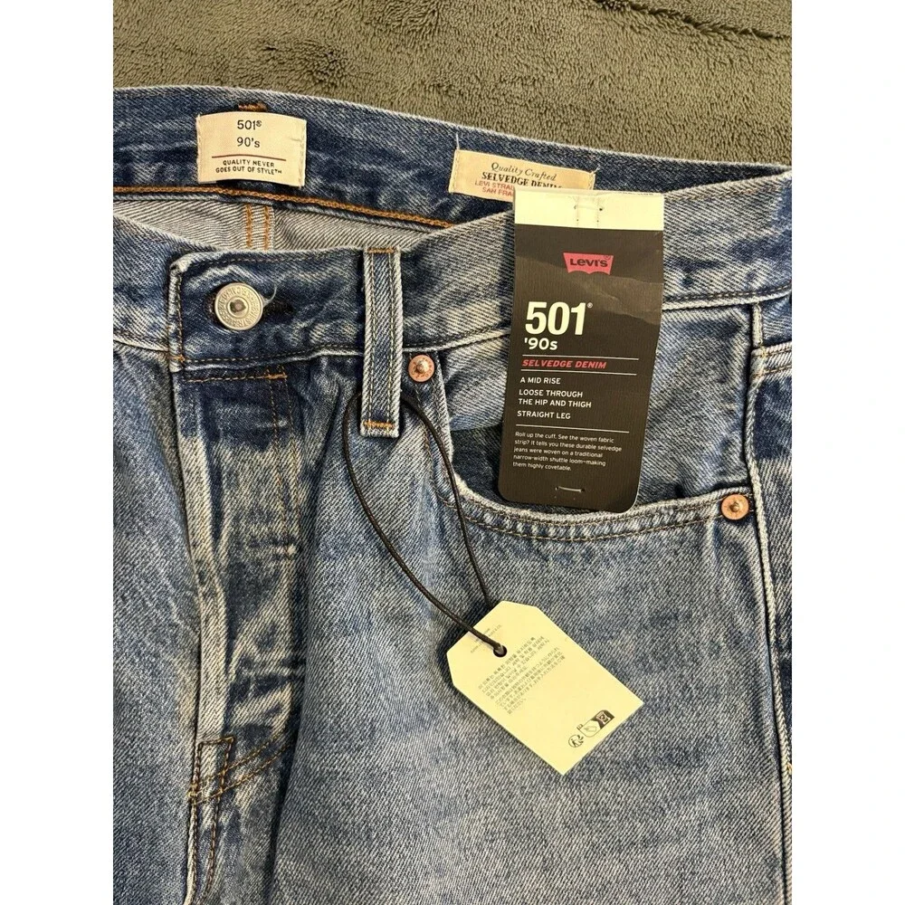 New Levi’s 501 ‘90s 27x30 Big E Selvedge Redline Jeans Denim Sashiko Repair NWT - Picture 6 of 10